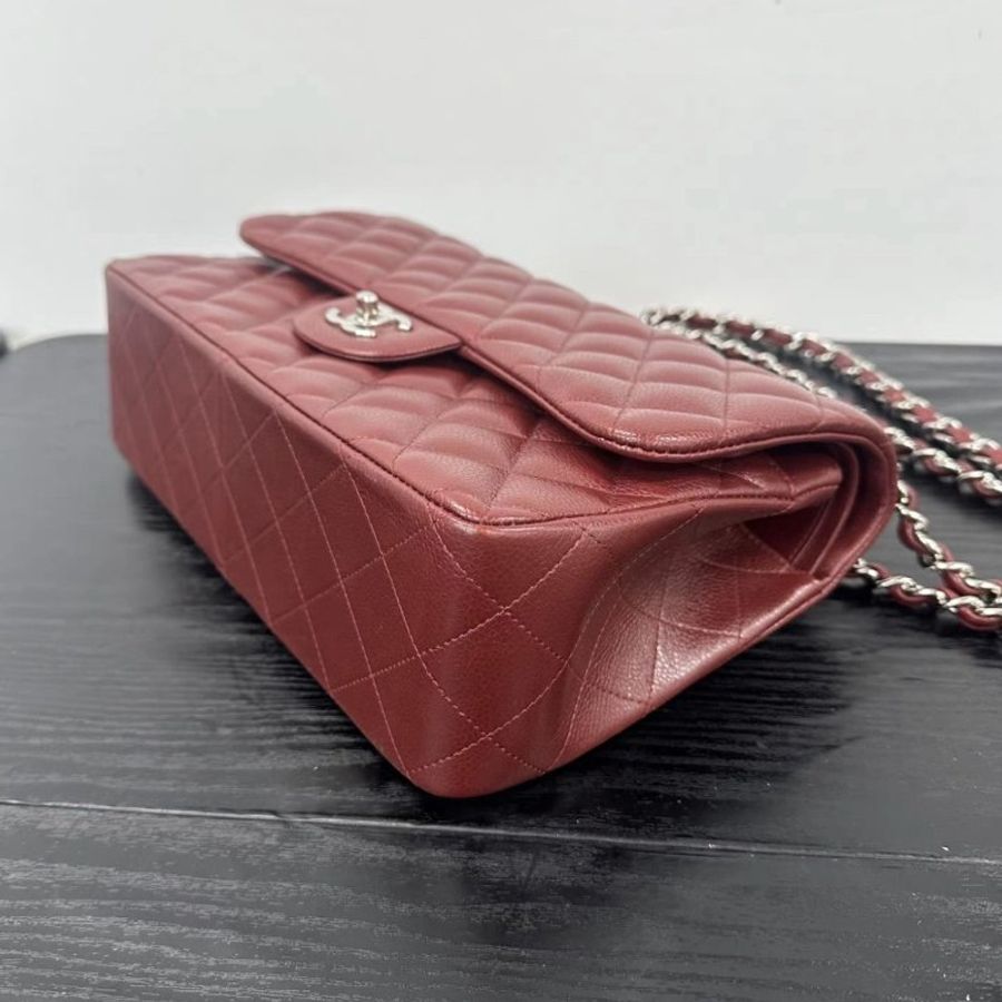 CHANEL 銀扣紅色CF大號jumbo肩背斜背包 30*19.5*10 98新配件塵袋-2