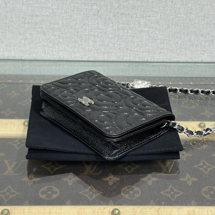 CHANEL 黑銀山茶花肩背斜背鏈條包 12*19*2.5 全新閒置配件盒子塵袋保卡吊牌-4