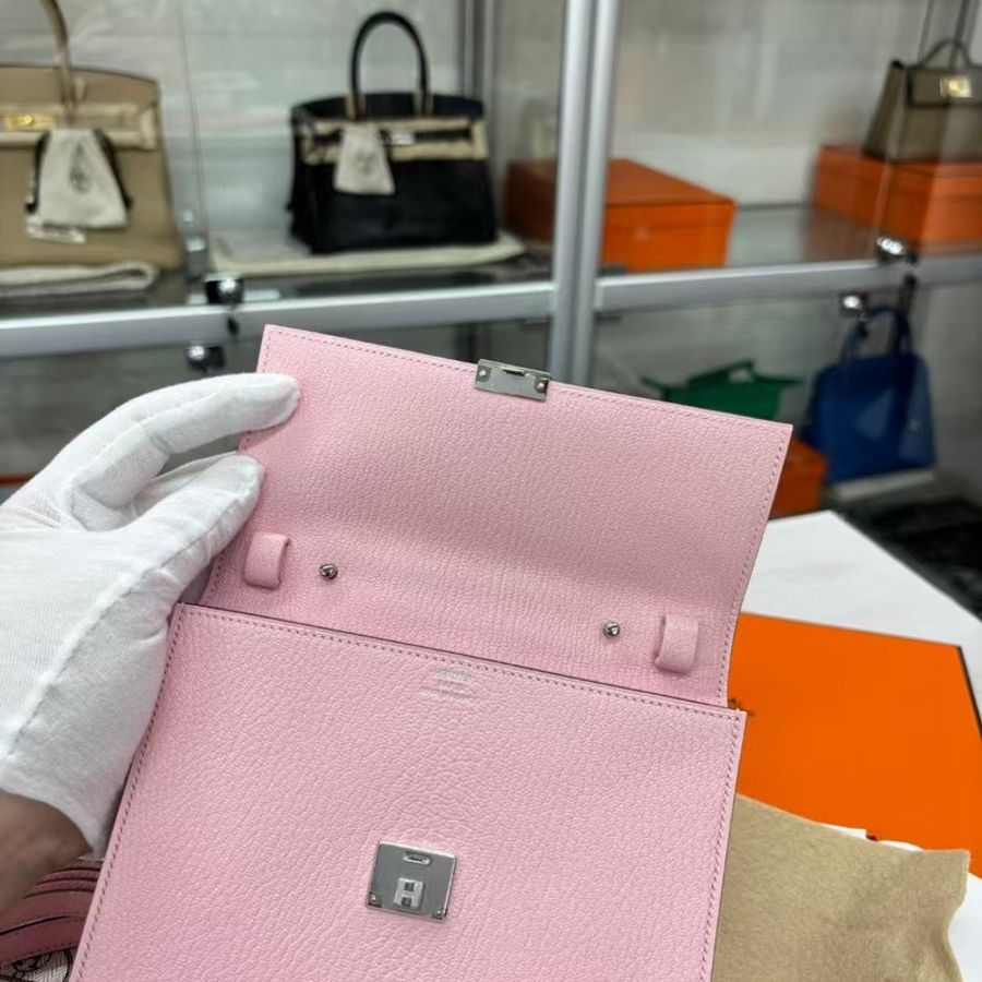 🌈Hermes🌟Clic 16🌸3Q樱花粉🌸全新💗閒置🌟原膜在🌟山羊皮🌟clic16🌟clic🌟愛馬仕🌟-5