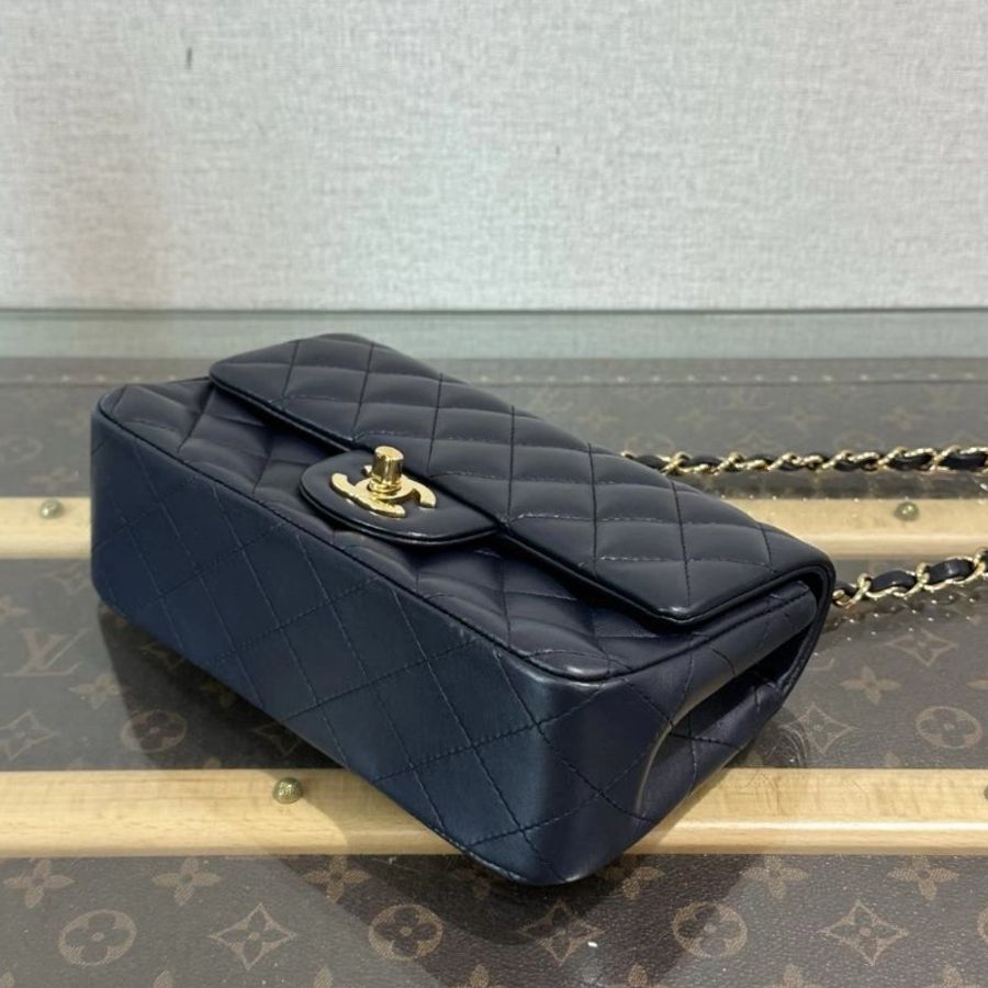 CHANEL 藍金CF大mini肩背斜背包 20*12*6 98新配件塵袋-4