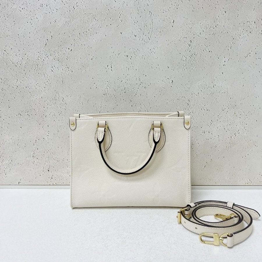 LV onthego small 米白色 全皮小號-0
