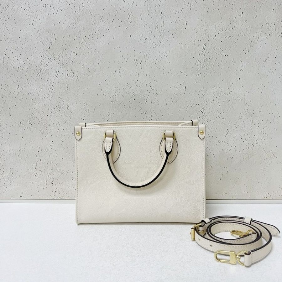 LV onthego small 米白色 全皮小號-5