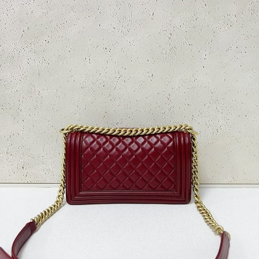 Chanel 酒紅色牛皮 leboy medium 中號-1