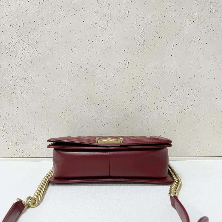 Chanel 酒紅色牛皮 leboy medium 中號-2