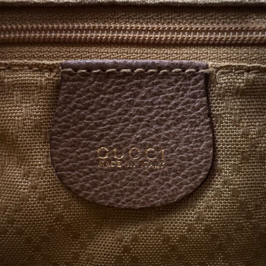 Gucci 竹子麂皮絨面咖後背包-11