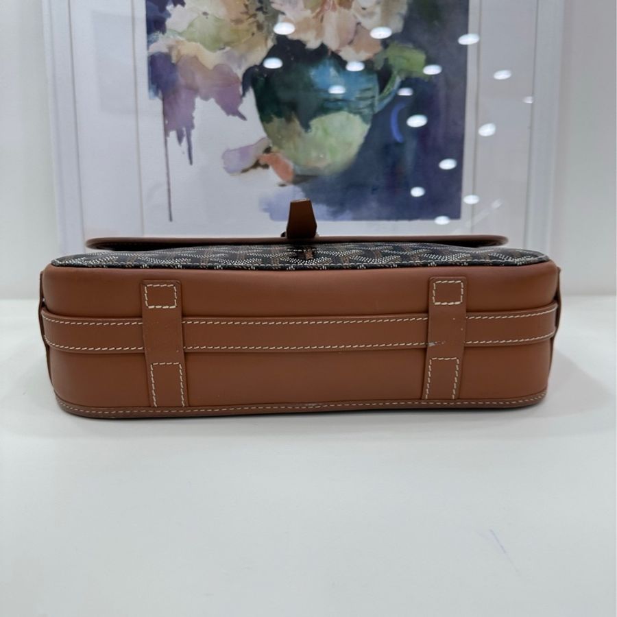 GOYARD戈雅Belvédère棕色Y字老花涂层帆布邮差包肩背包~短途出游必備~中號-5