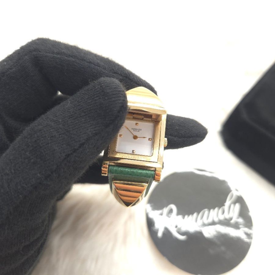 Hermès Medor 金字塔金釘 石英錶 二手-1