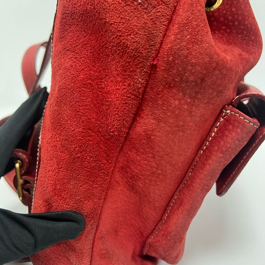 Gucci 竹子大絨面紅後背包-9