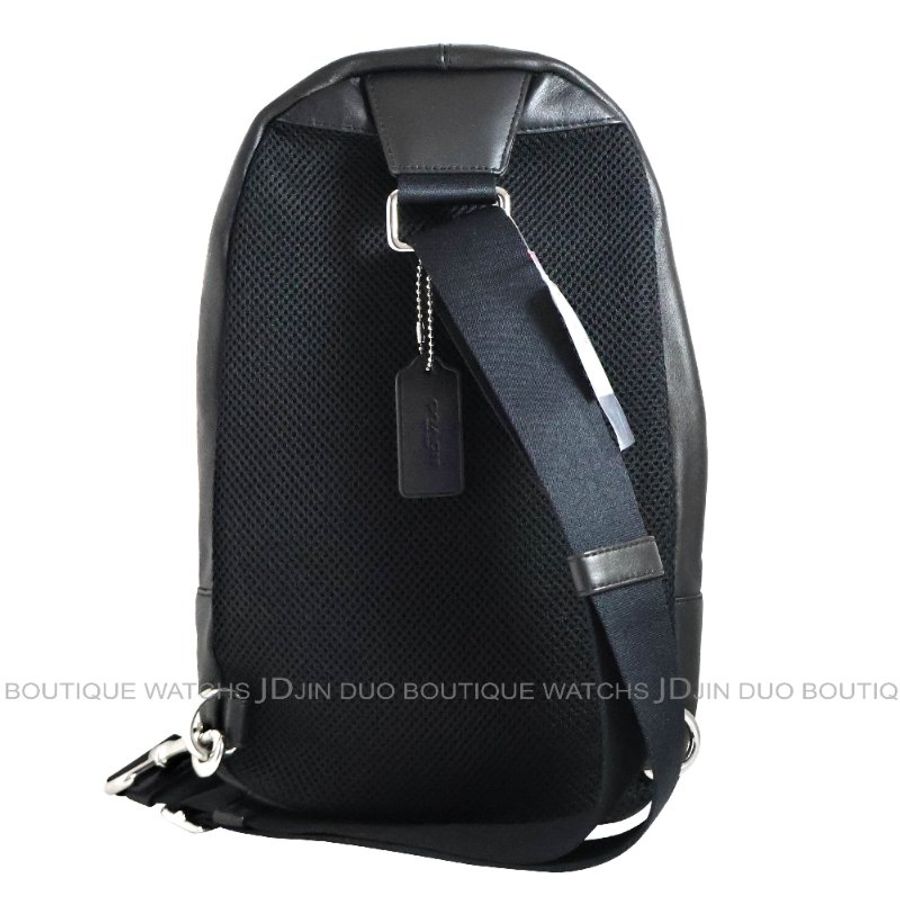 金鐸精品~2458 COACH CHARLES F54787 黑灰色C-LOGO字紋PVC帆布斜背胸口包 全新品-1