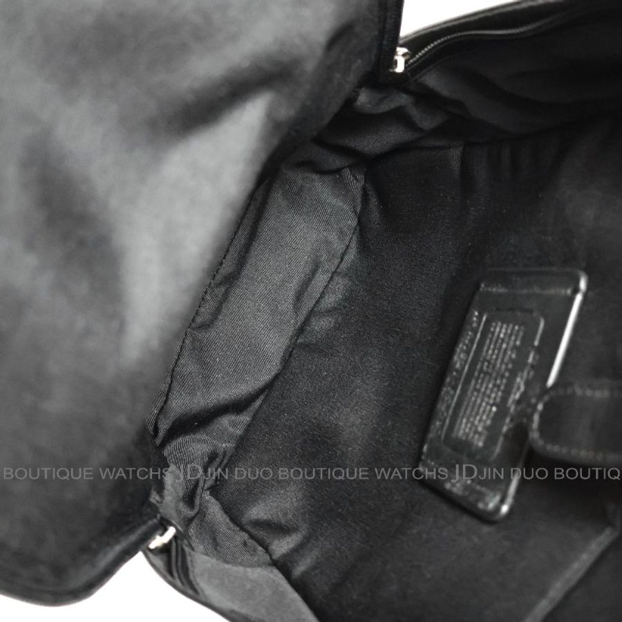 金鐸精品~2458 COACH CHARLES F54787 黑灰色C-LOGO字紋PVC帆布斜背胸口包 全新品-6