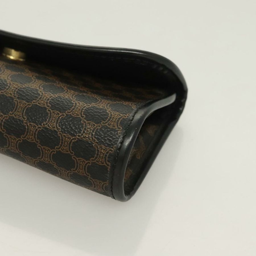 【日本直送】CELINE Macadam帆布手拿包 PVC皮革 黑色 金色 Auth mr1397-8