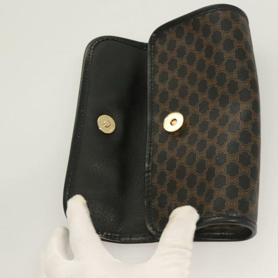 【日本直送】CELINE Macadam帆布手拿包 PVC皮革 黑色 金色 Auth mr1397-11