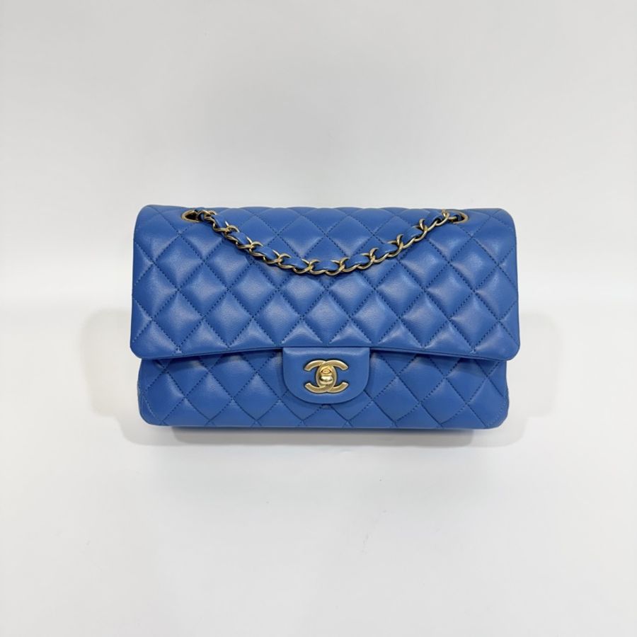 Chanel天空藍金釦羊皮COCO 25CM A01112-0