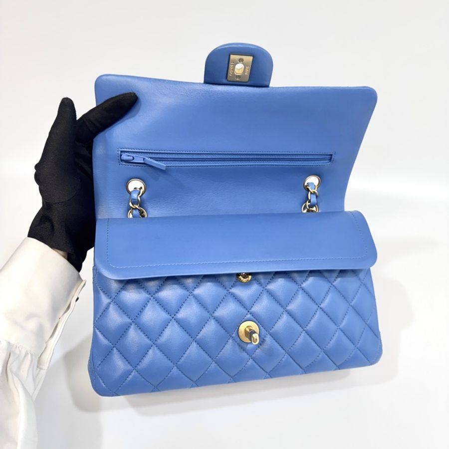 Chanel天空藍金釦羊皮COCO 25CM A01112-6