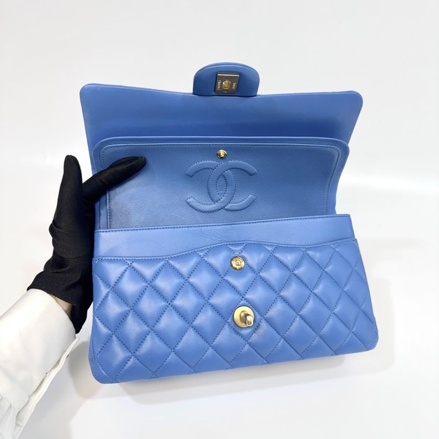 Chanel天空藍金釦羊皮COCO 25CM A01112-7