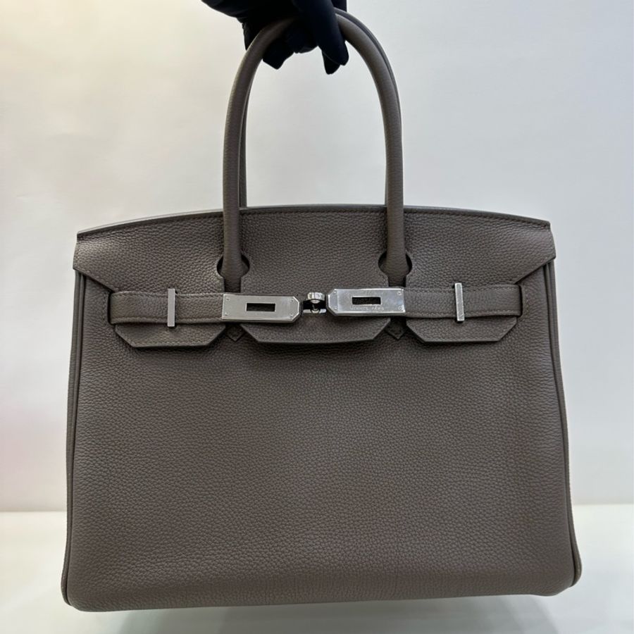 愛馬仕/Hermes Birkin30 T刻 16色鼹鼠灰銀扣 Togo皮-6