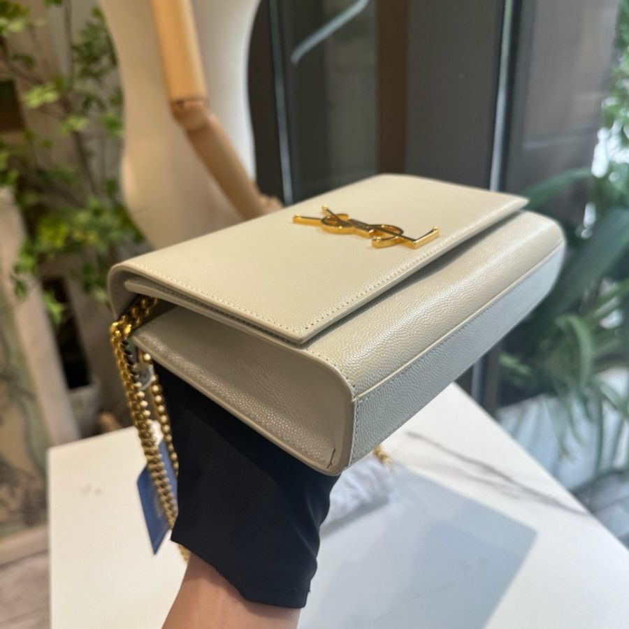 YSL 白金魚子醬鏈條包kate小號 尺寸約20 X 12.5 X 5-4