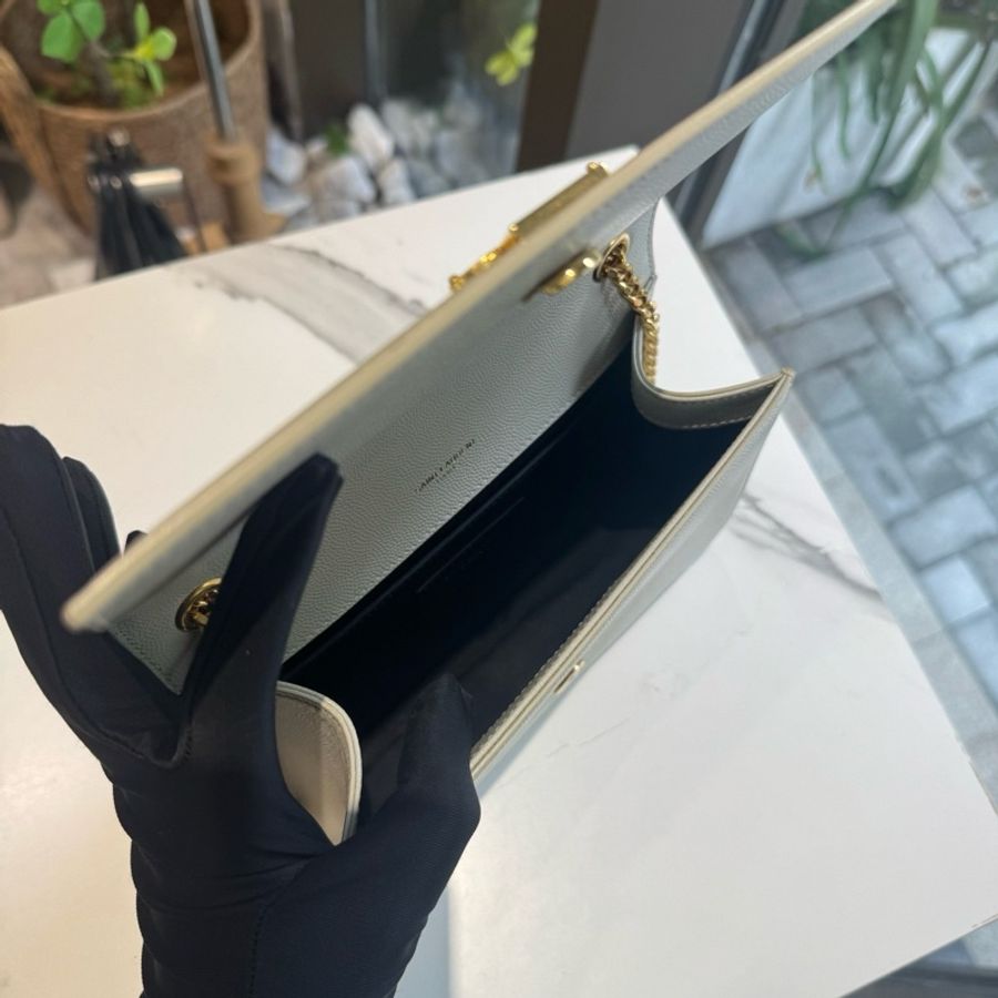 YSL 白金魚子醬鏈條包kate小號 尺寸約20 X 12.5 X 5-6