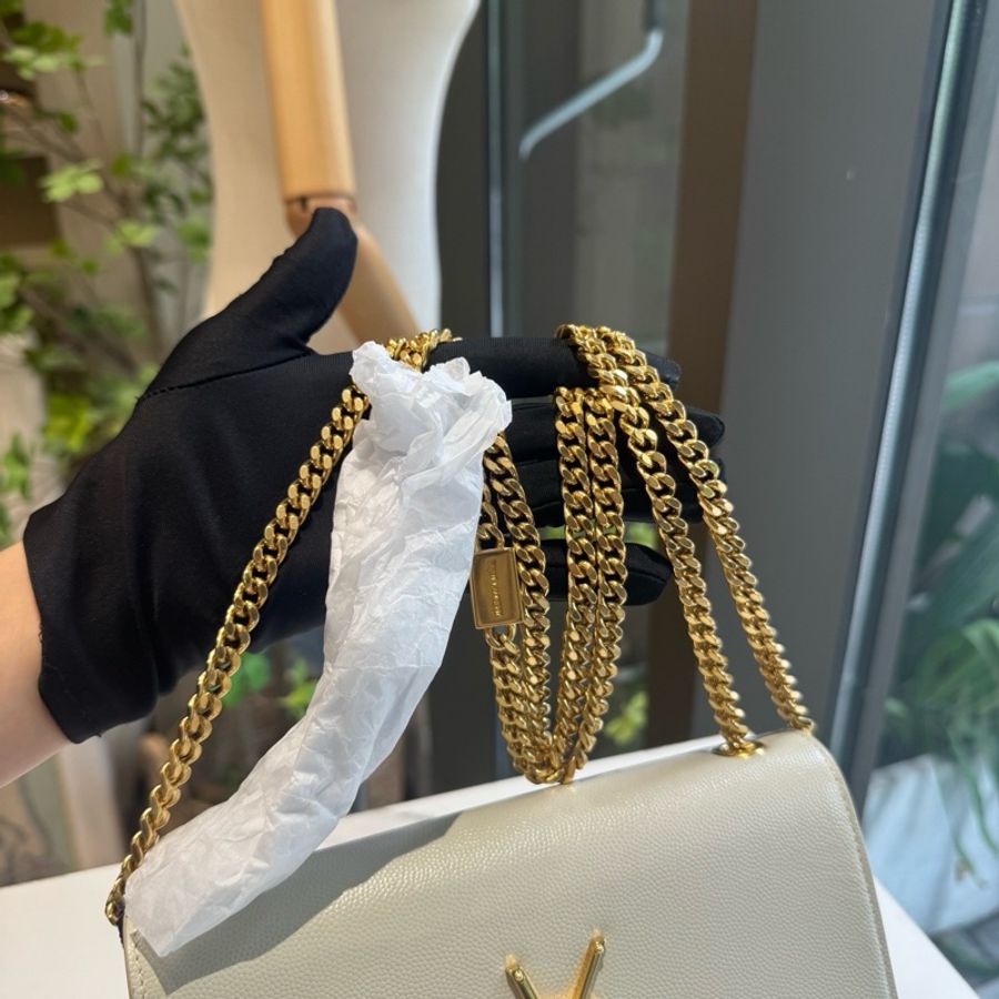 YSL 白金魚子醬鏈條包kate小號 尺寸約20 X 12.5 X 5-7