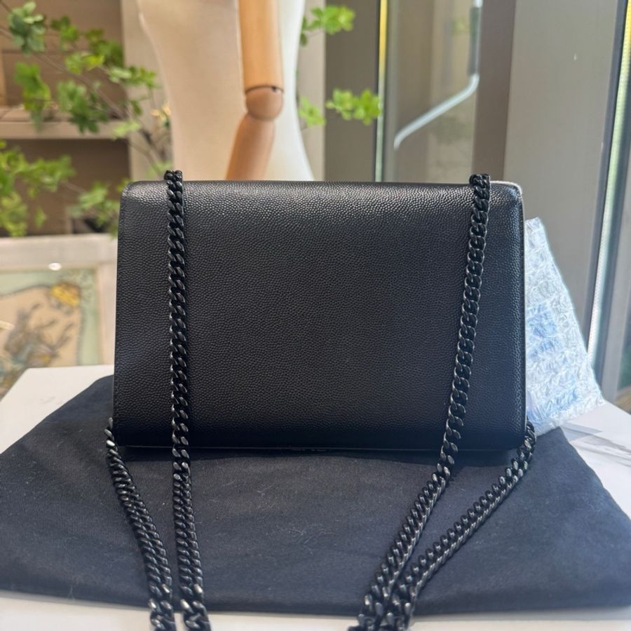 YSL 全黑魚子醬牛皮kate鏈條包 尺寸約20 X 12.5 X 5-1