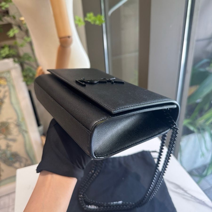 YSL 全黑魚子醬牛皮kate鏈條包 尺寸約20 X 12.5 X 5-3