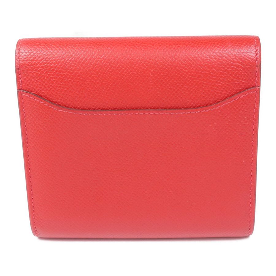 HERMES Epsom皮革Constance Wallet銀扣錢包Rouge Tomate-2