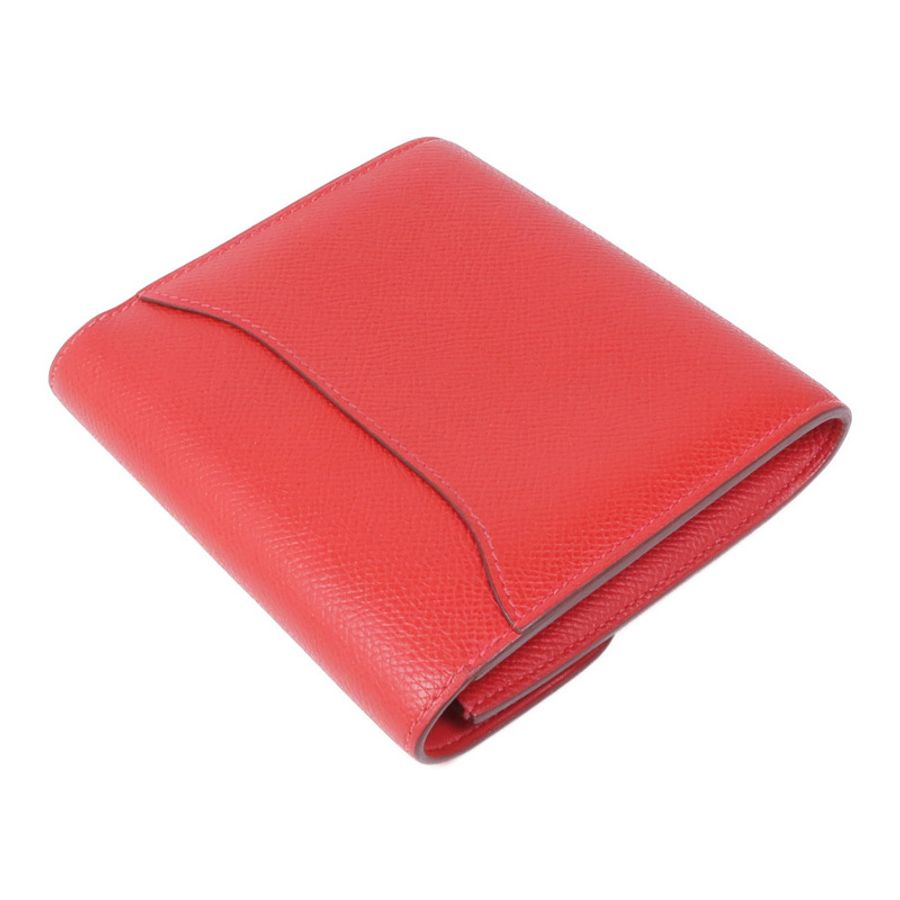 HERMES Epsom皮革Constance Wallet銀扣錢包Rouge Tomate-4