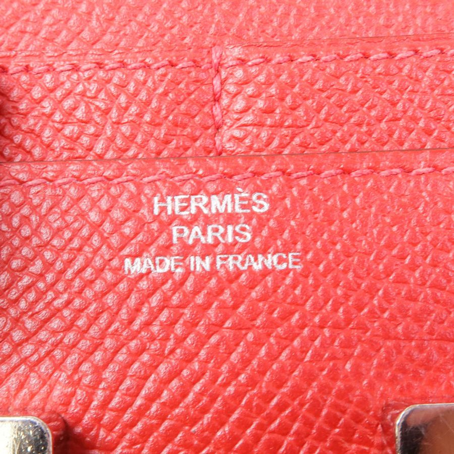HERMES Epsom皮革Constance Wallet銀扣錢包Rouge Tomate-12