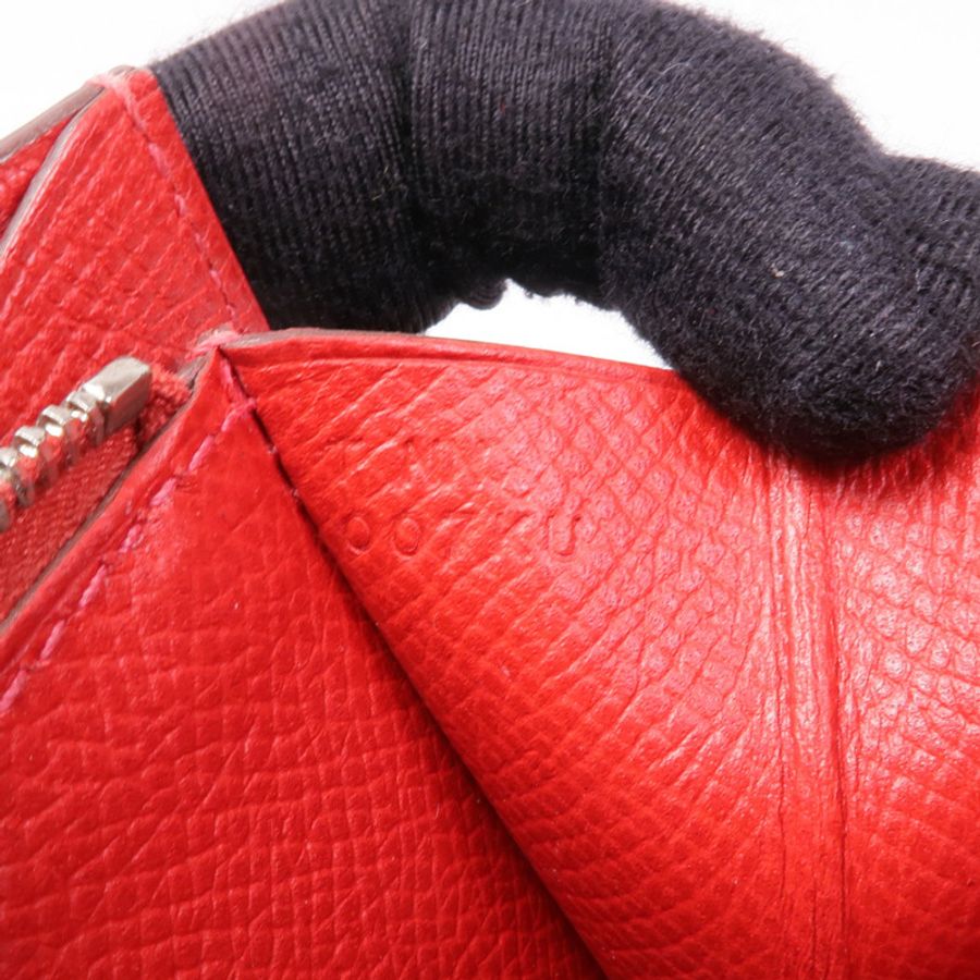 HERMES Epsom皮革Constance Wallet銀扣錢包Rouge Tomate-13