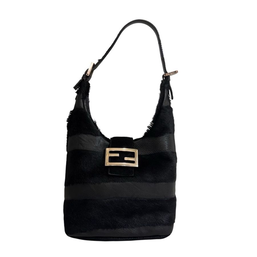 【赫蒂國際精品】 Fendi 芬迪 馬毛黑色肩包 vintage-0
