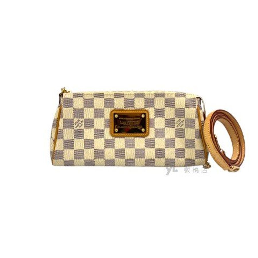 LV Damier白色棋盤格鍊帶肩背包 N55214-1