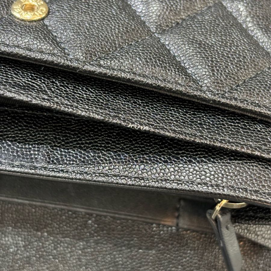 CHANEL 類A84385 BOY 黑色荔枝皮 金釦 信封式拉鍊零錢包錢包中夾卡夾信用卡夾皮夾-27