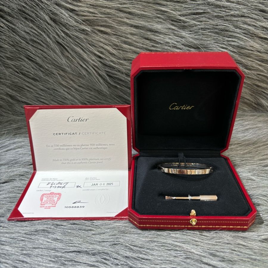 CARTIER LOVE B6081617 卡地亞 白K金 愛情螺絲 750 18 K金 手環手鐲 17公分-0