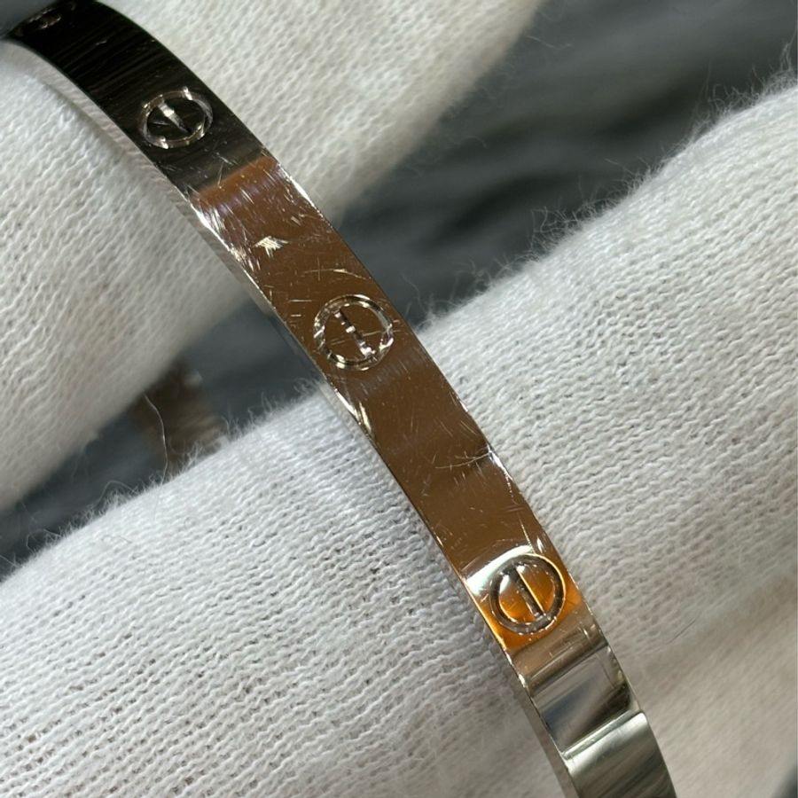 CARTIER LOVE B6081617 卡地亞 白K金 愛情螺絲 750 18 K金 手環手鐲 17公分-6