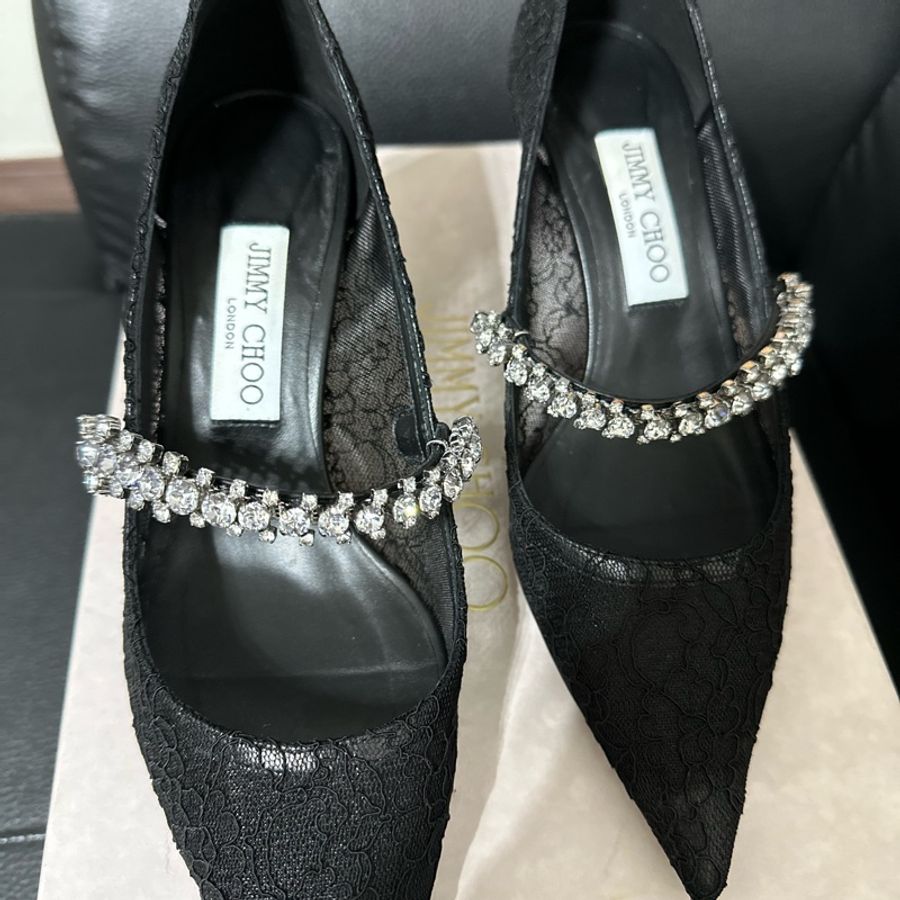 完美婚鞋Jimmy Choo 黑白鑽款 38半-3
