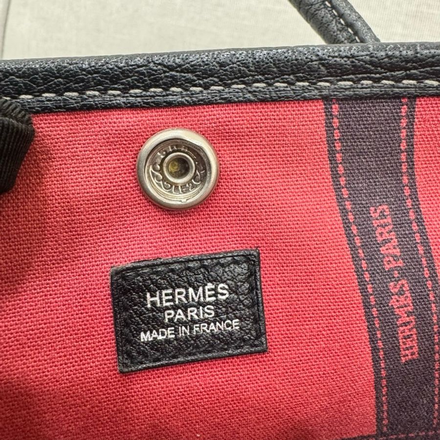愛馬仕 Hermes Garden Party30 帆布拼皮黑白熊貓配色 聖誕限定款#無刻印#-6