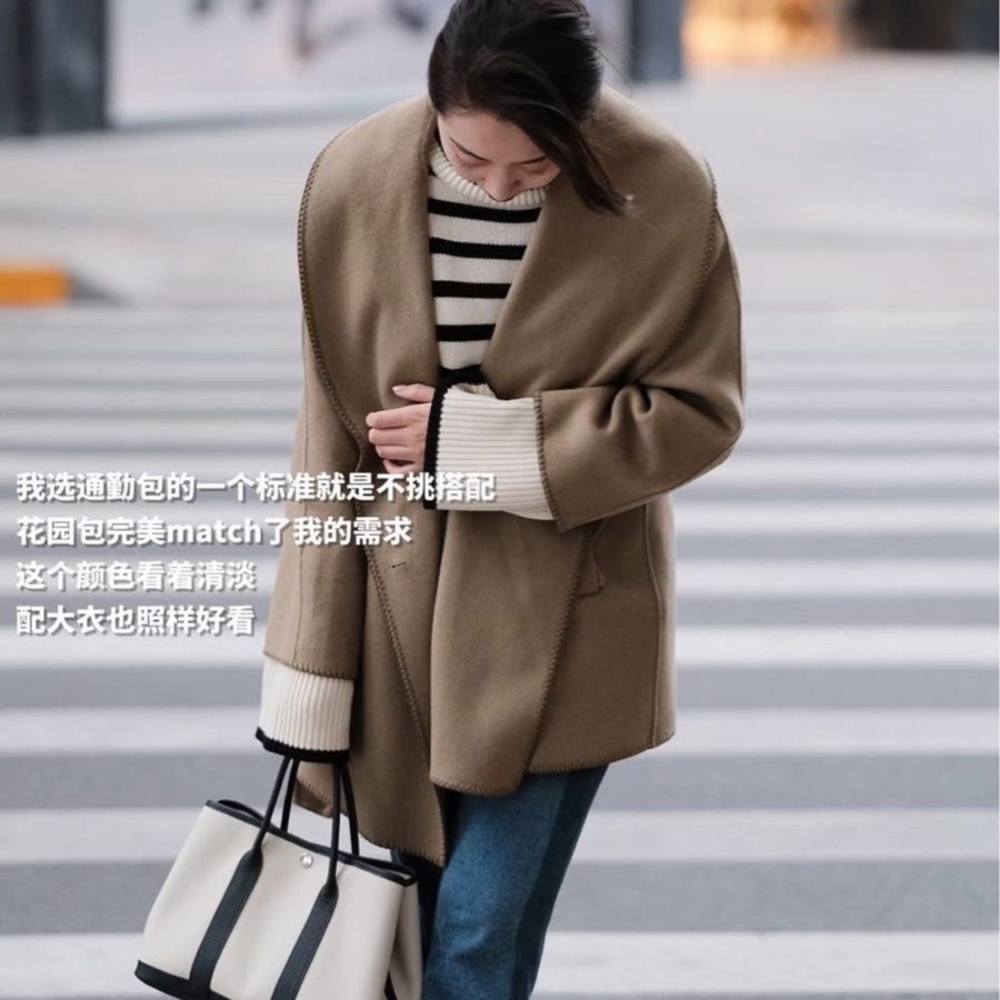 愛馬仕 Hermes Garden Party30 帆布拼皮黑白熊貓配色 聖誕限定款#無刻印#-27