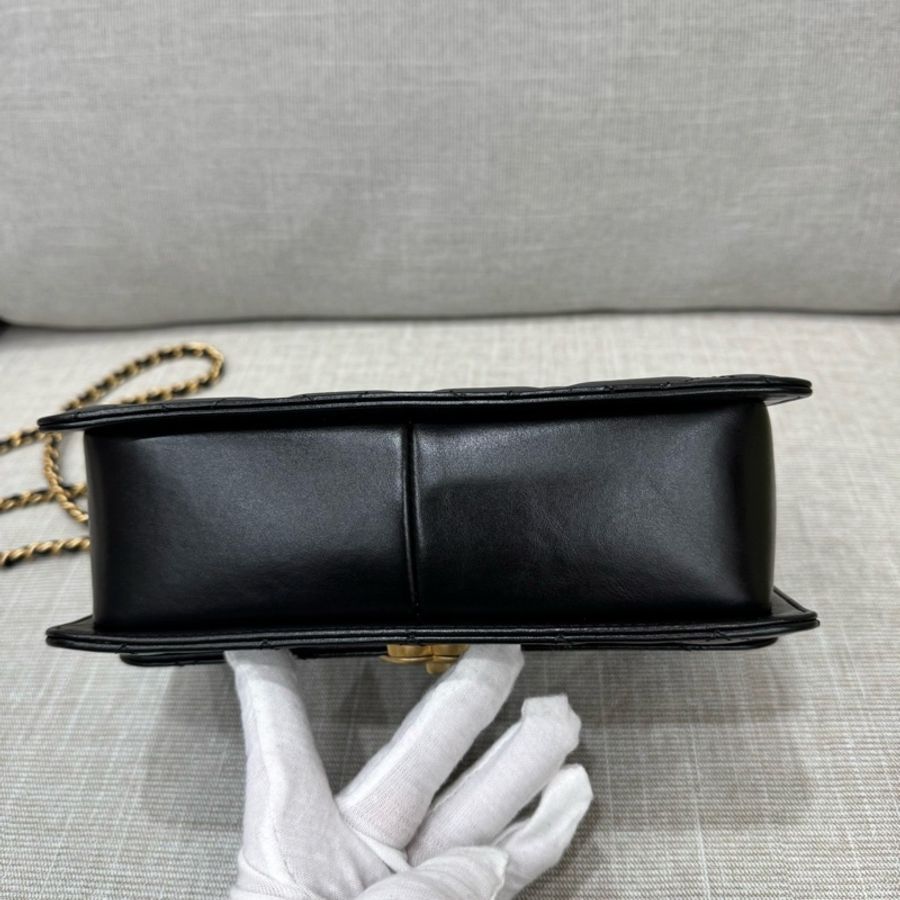 香奈兒 CHANEL 高級手工坊系列CF雙金珠22光面牛皮 黑色 金釦-15