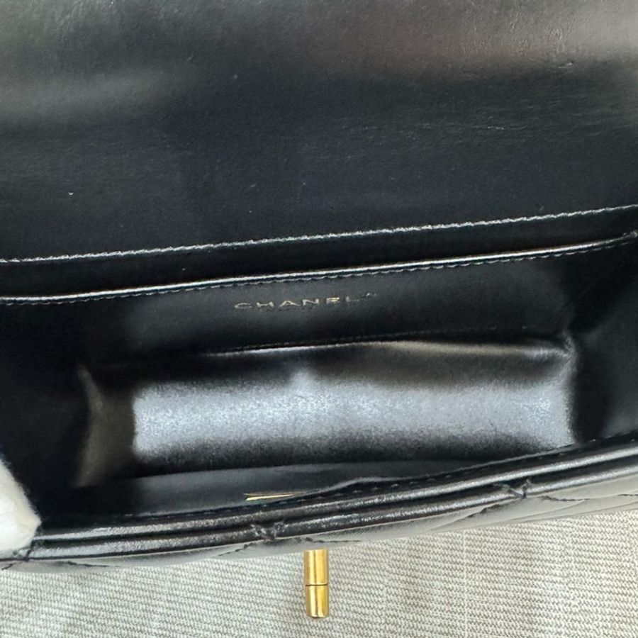 香奈兒 CHANEL 高級手工坊系列CF雙金珠22光面牛皮 黑色 金釦-22