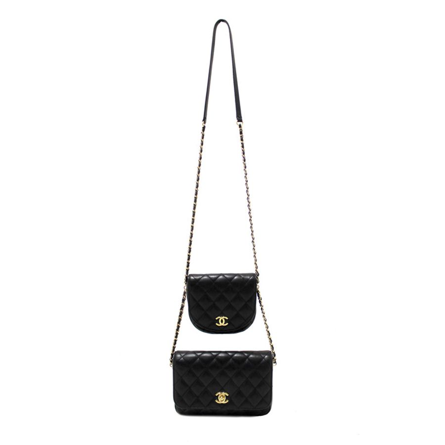 Chanel Black Quilted Calfskin Leather Double Side Pack Flap Bag-1