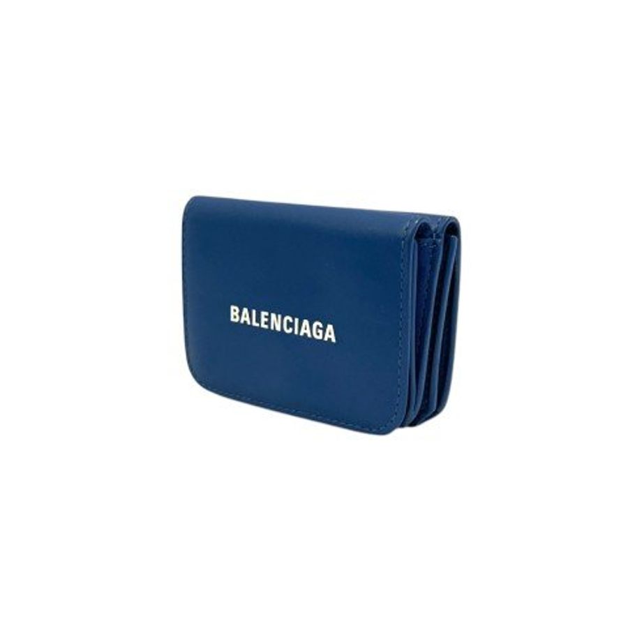 BALENCIAGA 藍牛皮三折迷你短夾-1