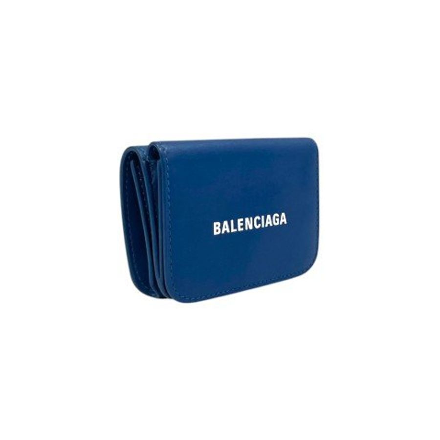BALENCIAGA 藍牛皮三折迷你短夾-2