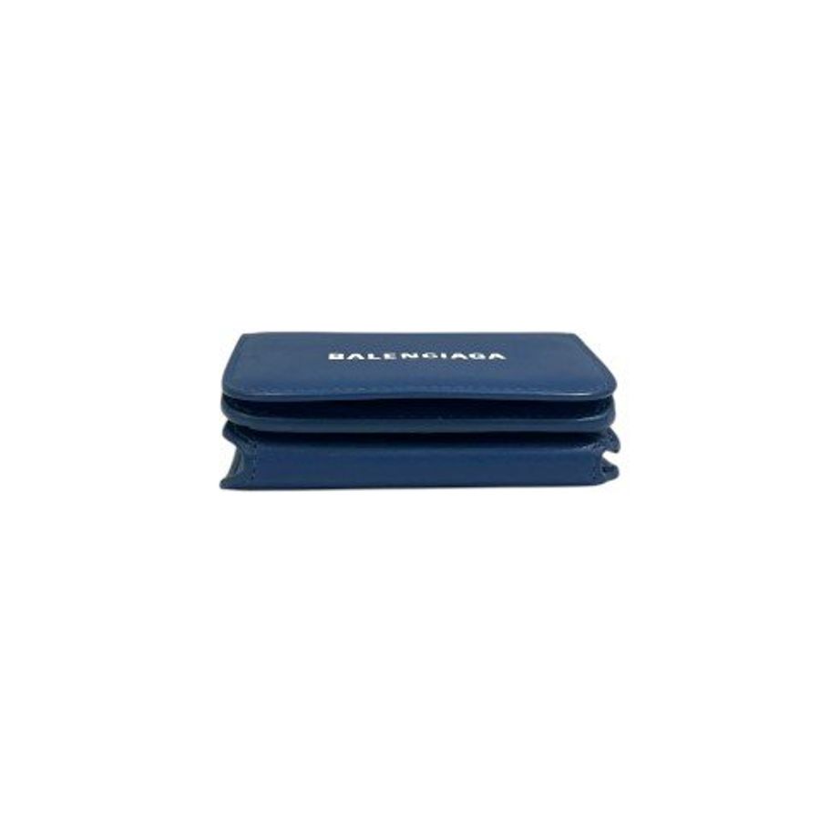 BALENCIAGA 藍牛皮三折迷你短夾-4