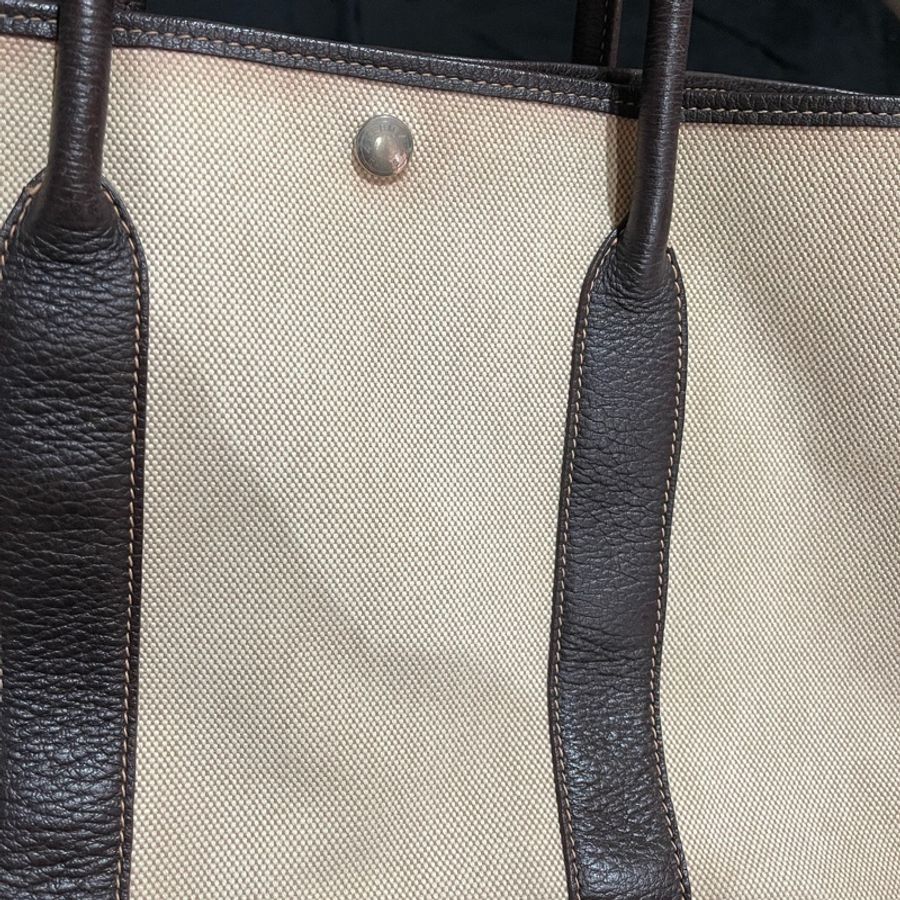 HERMES 口G刻 咖米白帆布 GARDEN PARTY #36-2