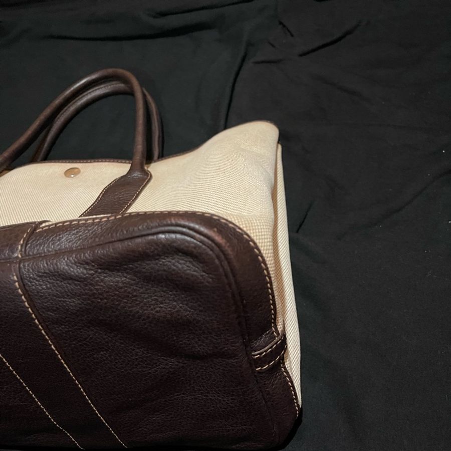 HERMES 口G刻 咖米白帆布 GARDEN PARTY #36-7