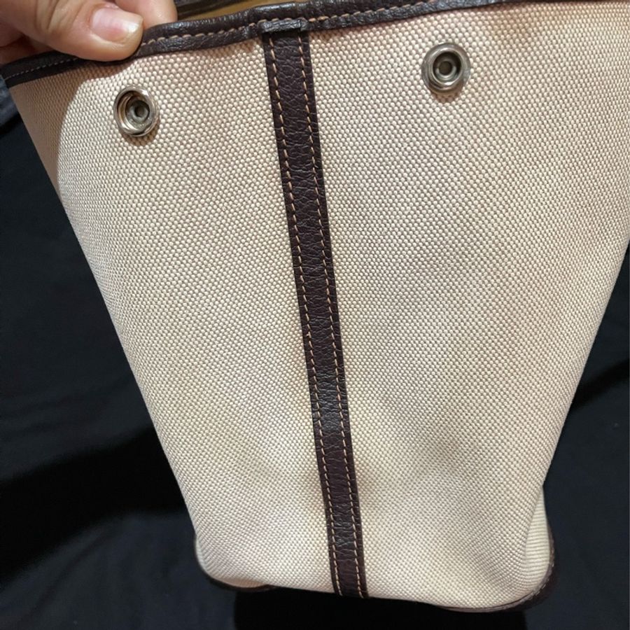 HERMES 口G刻 咖米白帆布 GARDEN PARTY #36-11