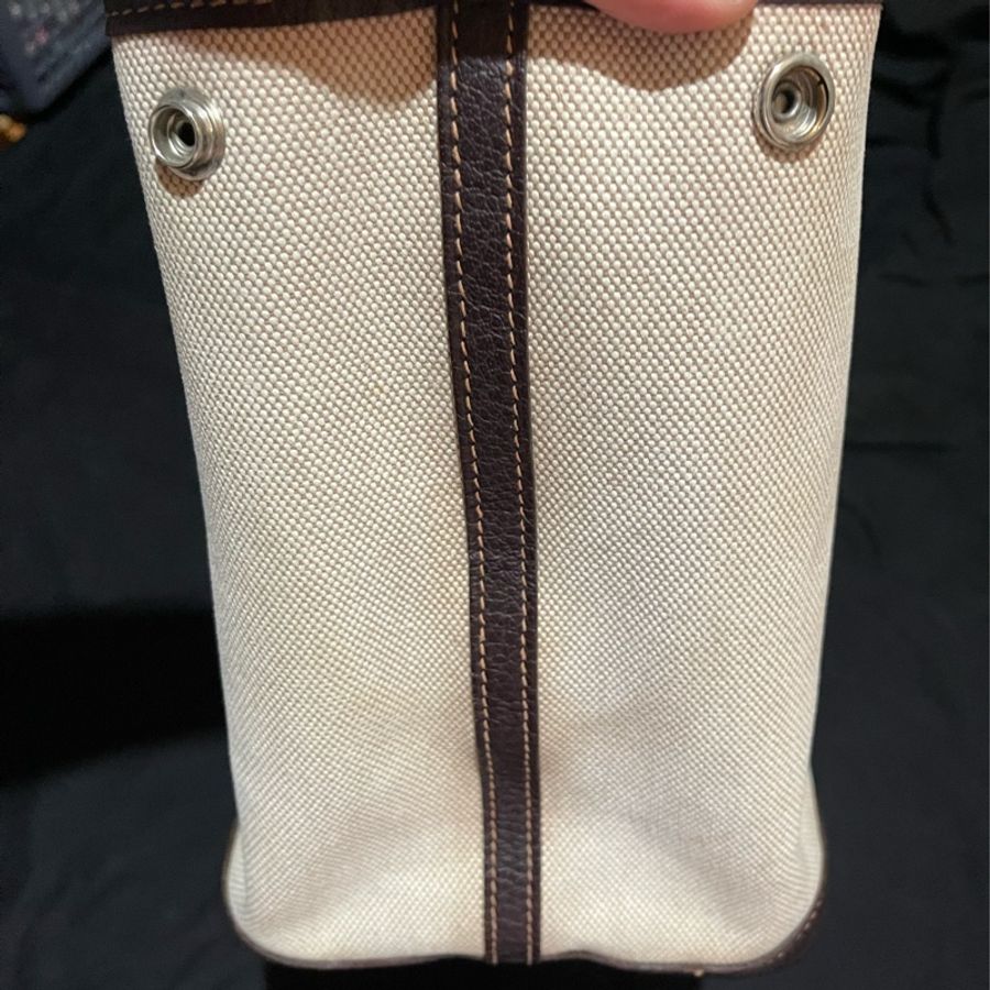 HERMES 口G刻 咖米白帆布 GARDEN PARTY #36-12