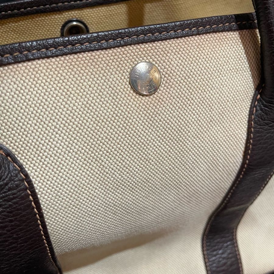 HERMES 口G刻 咖米白帆布 GARDEN PARTY #36-25