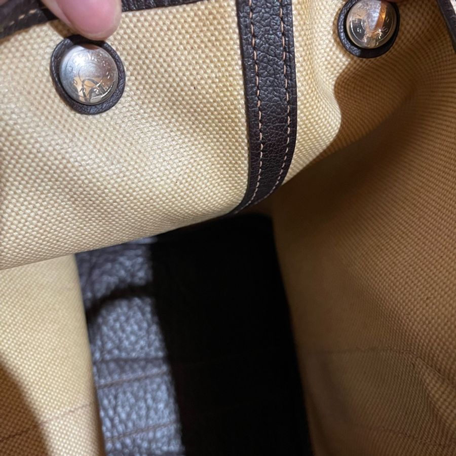 HERMES 口G刻 咖米白帆布 GARDEN PARTY #36-33
