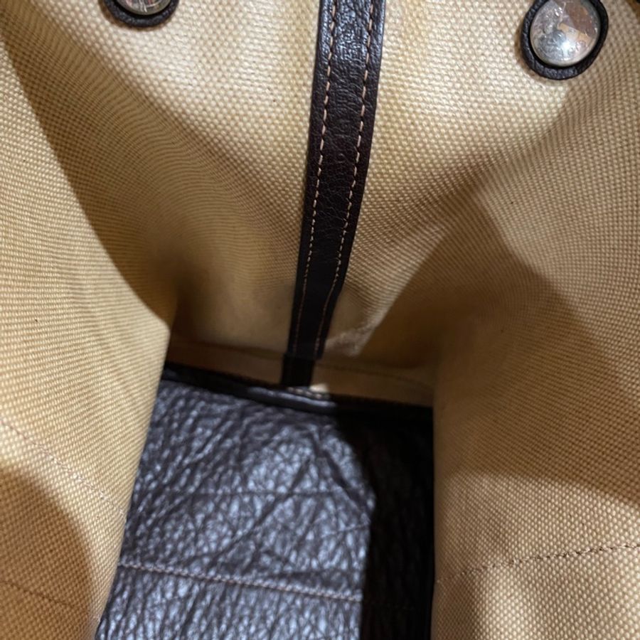 HERMES 口G刻 咖米白帆布 GARDEN PARTY #36-42